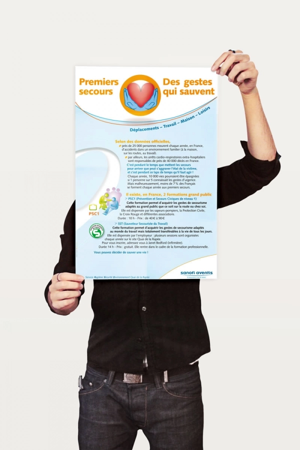 rs/affiche Sanofi Aventis premier secours -studio Sans Exception.webp